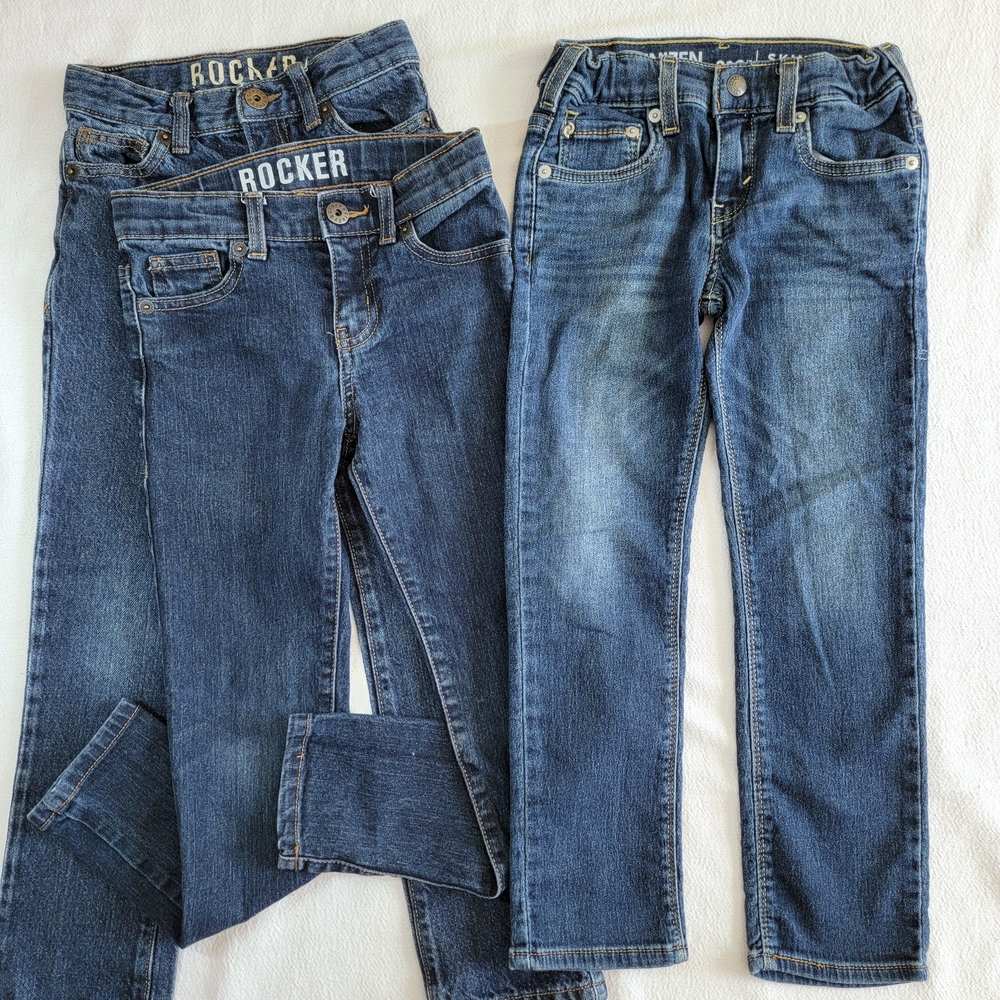 Lot Of 3 Kids Size 7 Unisex Jeans Denizen Levi's Crazy 8 Rocker Adjustable Waist